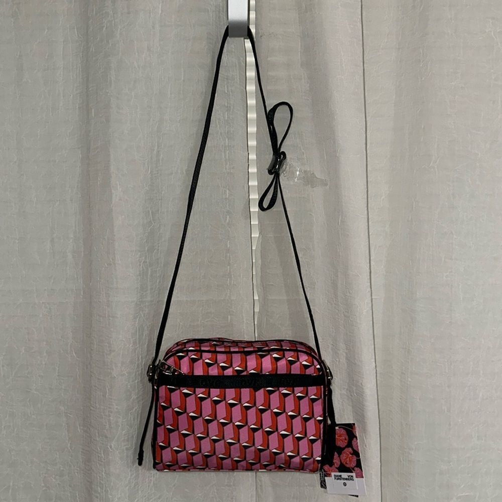 DVF x Target Modern Geo Black Pink Red Navy White Nylon Camera Crossbody Bag